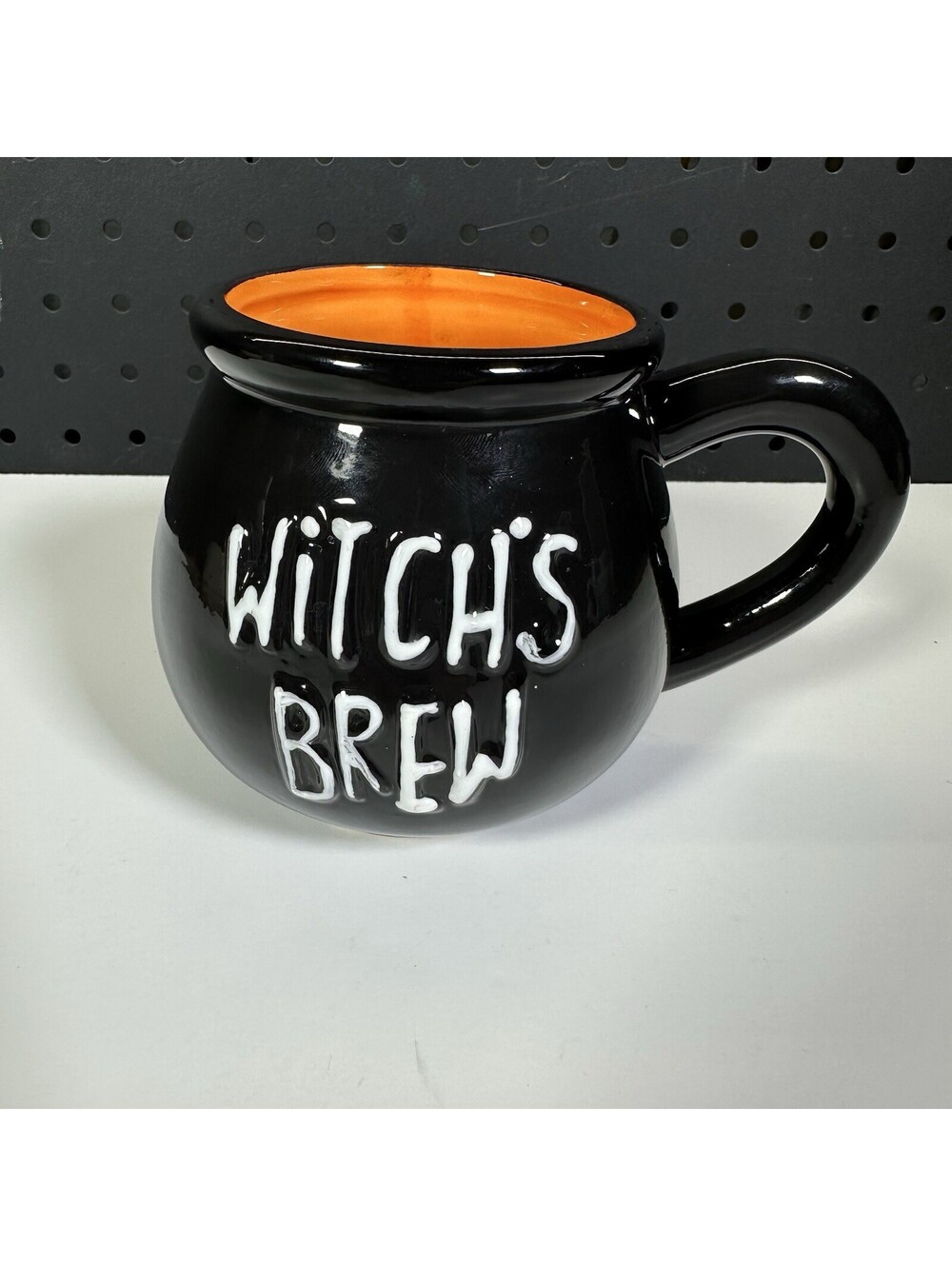 Witch’s Brew Cauldron Mug Black Orange Halloween Ceramic Coffee Cup